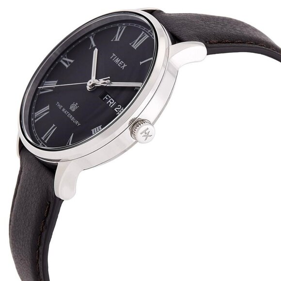 NWT Authentic Timex Waterbury Quartz Black Dial Men's Watch - Picture 2 of 3